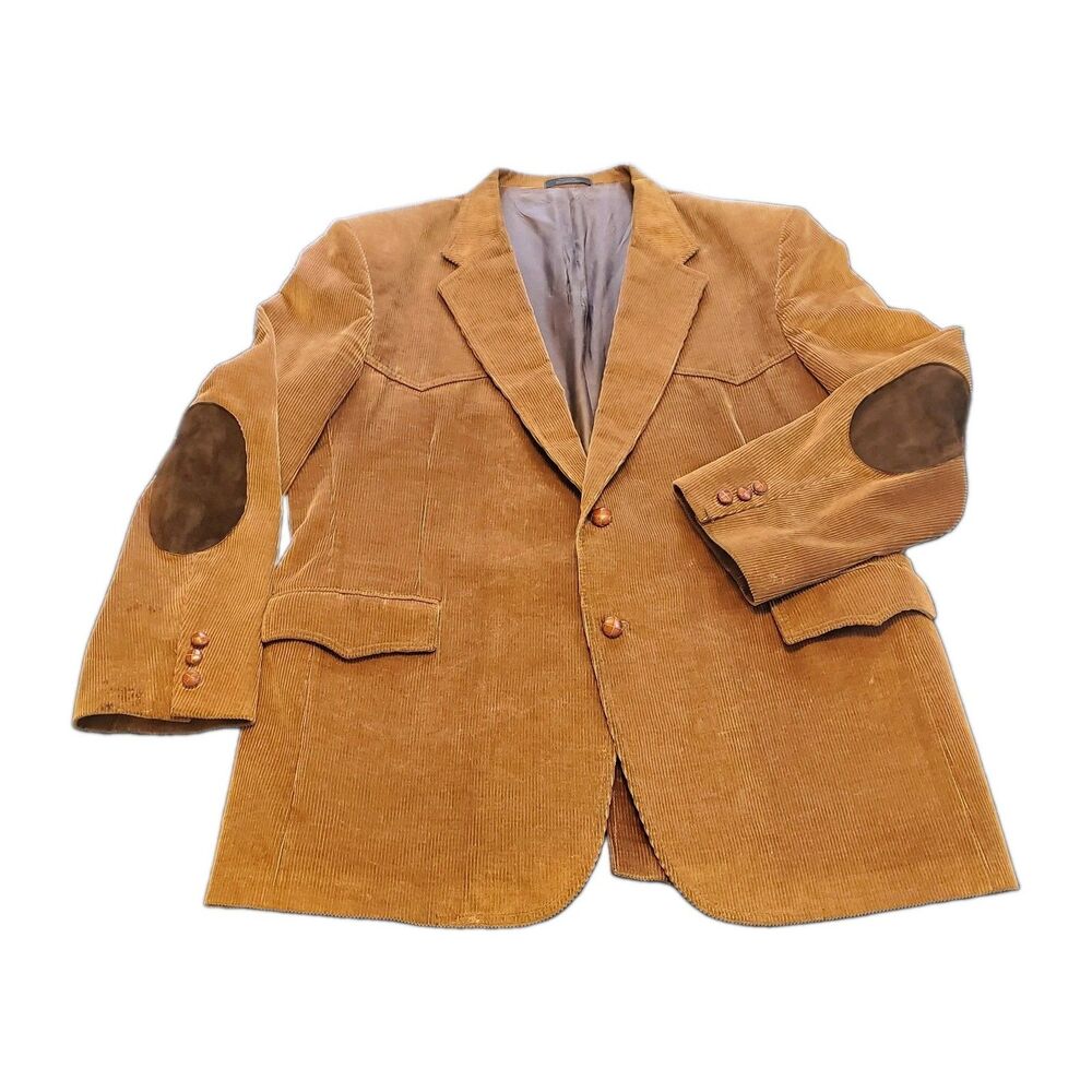 Vintage Levi's Panetela Mens Corduroy Western Blazer Honey Brown Elbow Patch 48L